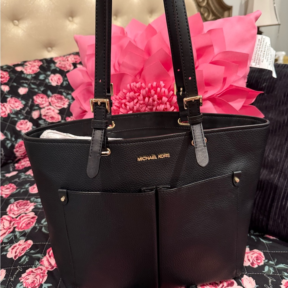 Michael Kors Black Textured Tote Bag